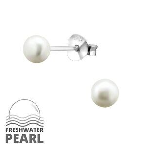 Sterling Silver Freshwater Pearl Stud Earrings 4mm